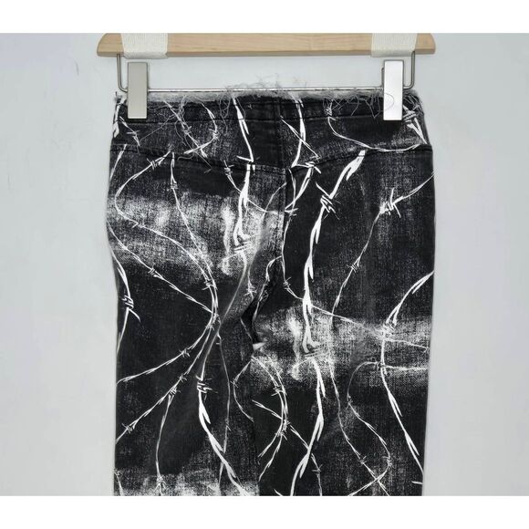 BDG Urban Outfitters Barb Wire Print Size 24 Ruched V-front Flare Jean - Picture 6 of 7